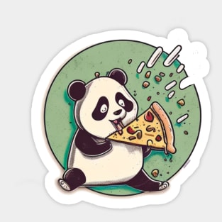 Cartoon Adorable Kawaii Panda Cute Eats Pizza Sticker